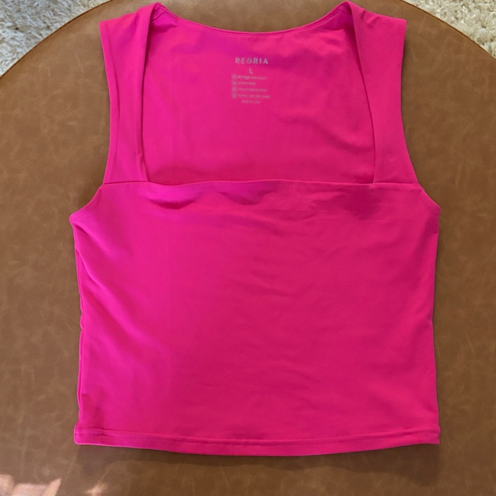 ReoRia Hot Pink Square-Neck Crop Tank